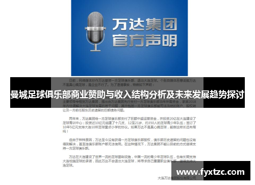 曼城足球俱乐部商业赞助与收入结构分析及未来发展趋势探讨